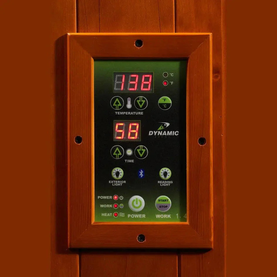 Dynamic "Avila" 1-2-person Low EMF FAR Infrared Sauna DYN-6103-01 - wood grain detail