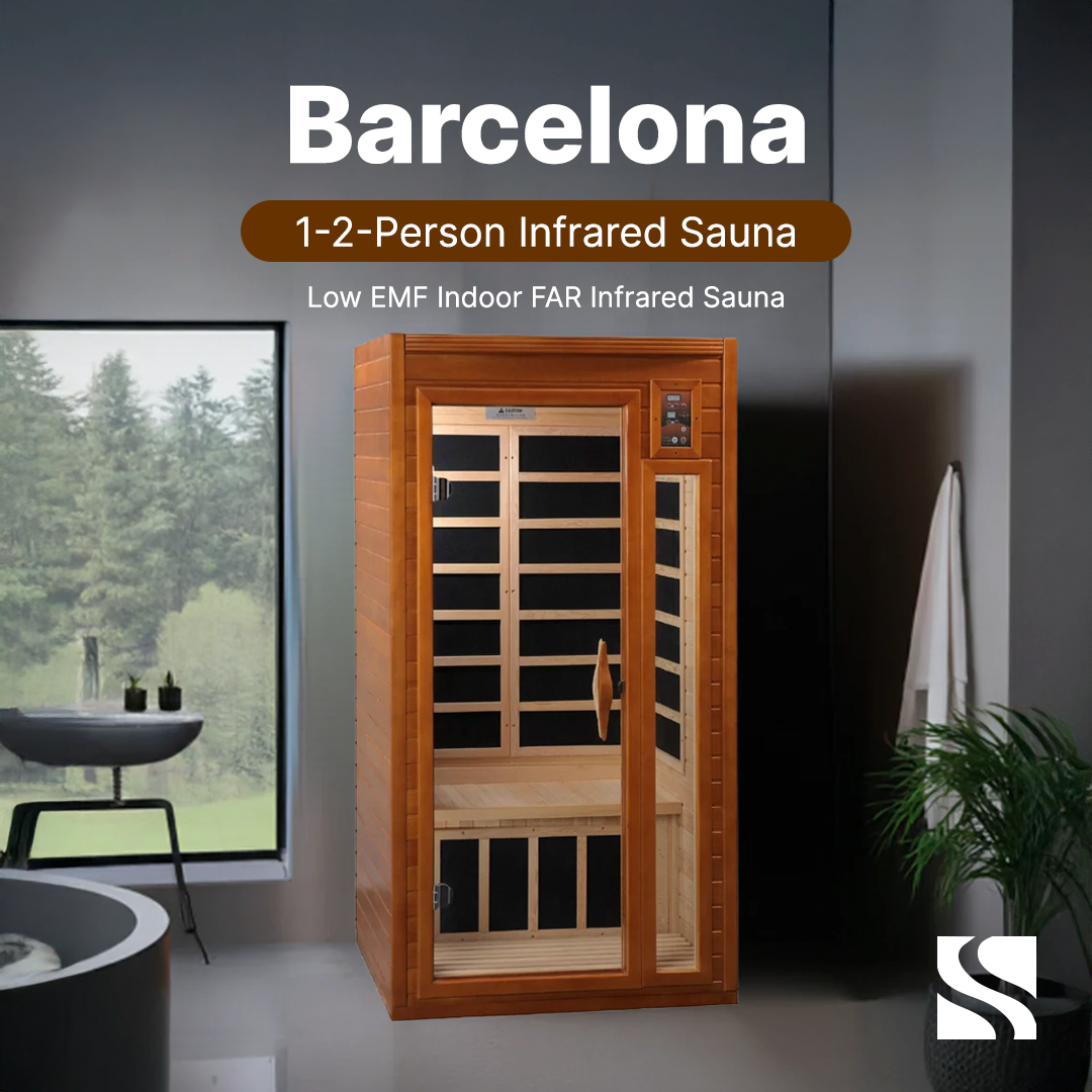 Dynamic "Barcelona" 1-2-person Low EMF FAR Infrared Sauna DYN-6106-01 - three-quarter angle