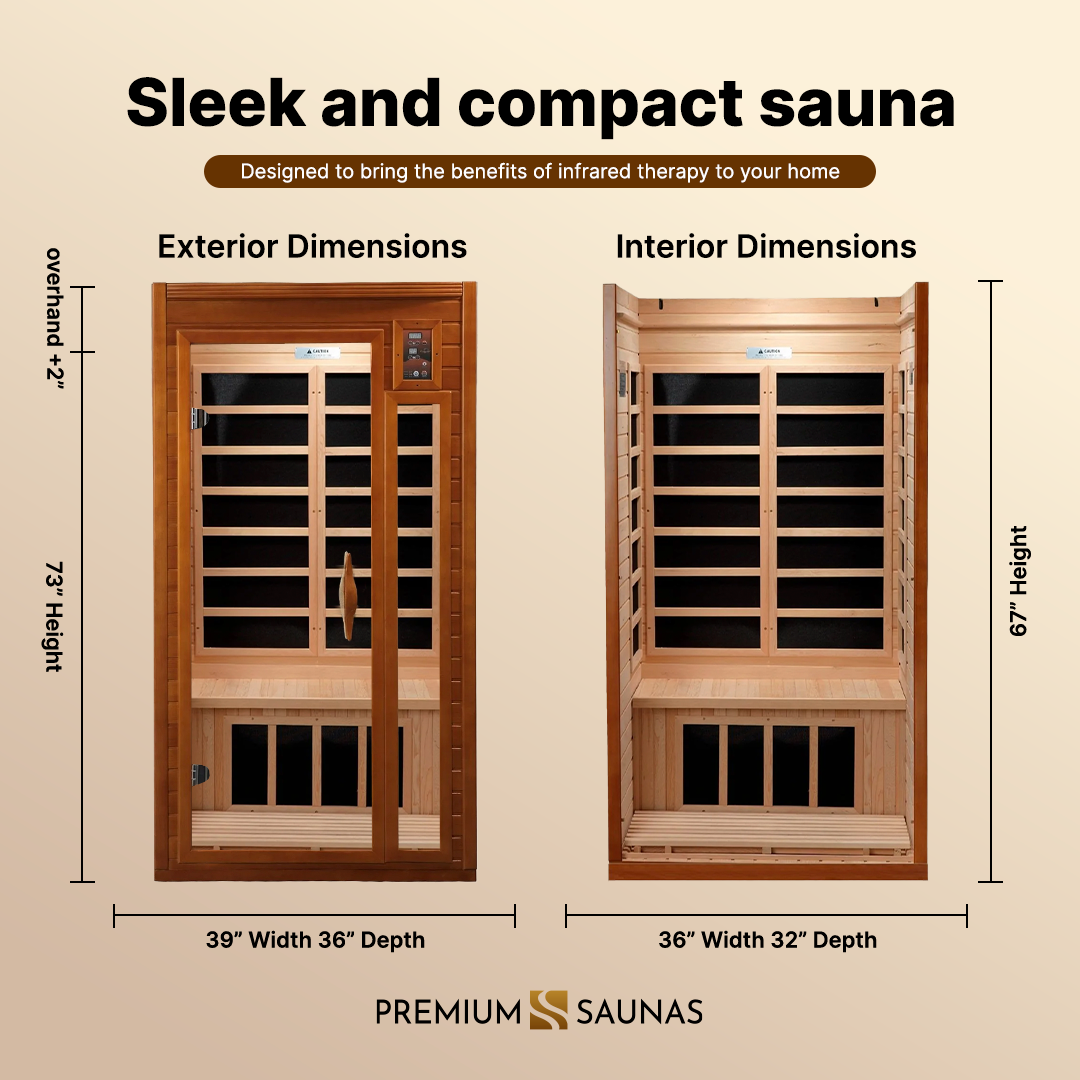 Dynamic Barcelona Elite 1-2-person Ultra Low EMF FAR Infrared Sauna - DYN-6106-01 Elite - side profile