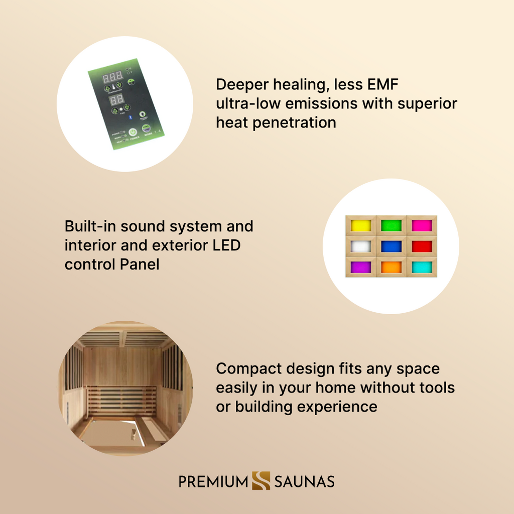Dynamic "Barcelona" 1-2-person Low EMF FAR Infrared Sauna DYN-6106-01 - interior detail