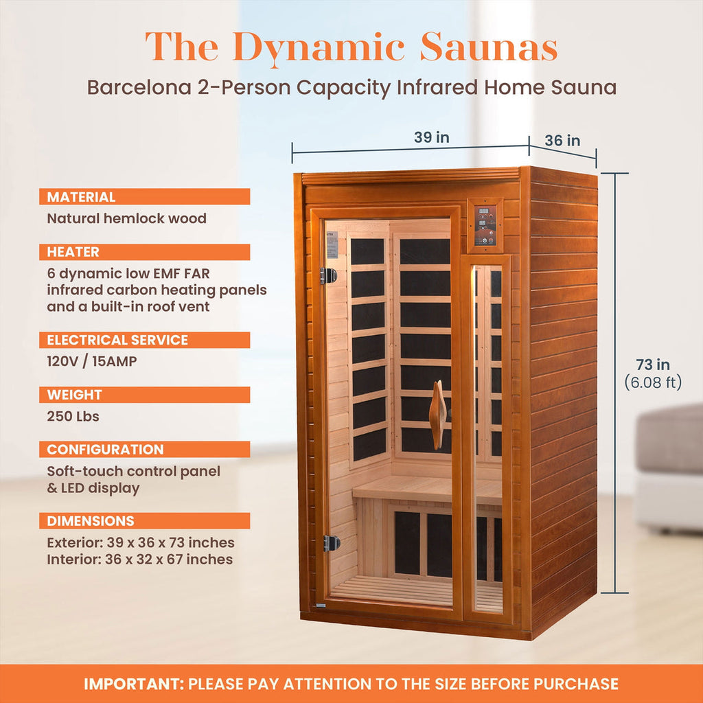 Dynamic Barcelona Elite 1-2-person Ultra Low EMF FAR Infrared Sauna - DYN-6106-01 Elite - mood shot