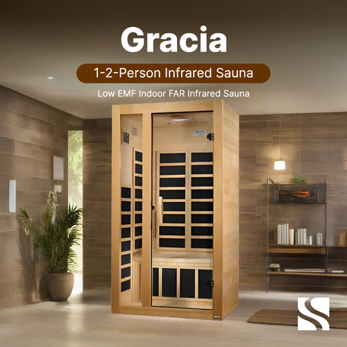 Dynamic "Gracia" 1-2-person Low EMF FAR Infrared Sauna DYN-6119-01 - three-quarter angle