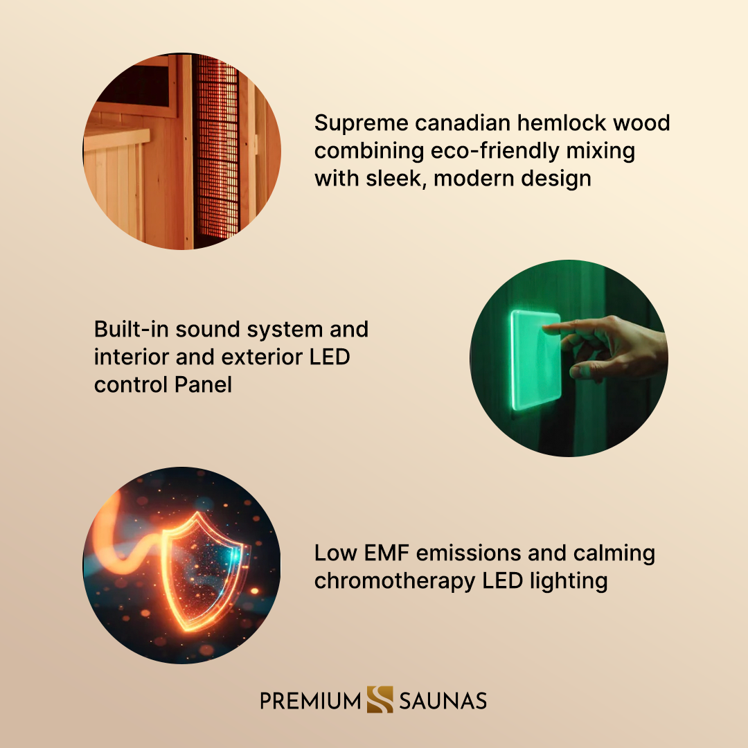 Dynamic "Gracia" 1-2-person Low EMF FAR Infrared Sauna DYN-6119-01 - interior detail