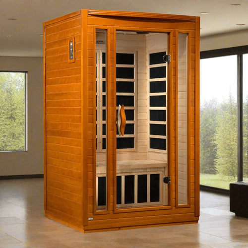 Dynamic "San Marino" 2-person Low EMF FAR Infrared Sauna DYN-6206-01 - three-quarter angle