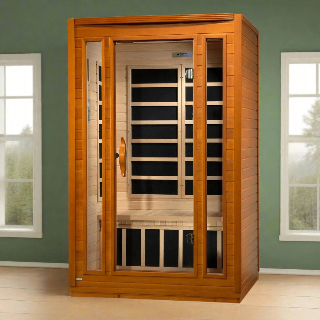 Dynamic San Marino Elite 2-person Ultra Low EMF FAR Infrared Sauna - DYN-6206-01 Elite - three-quarter angle