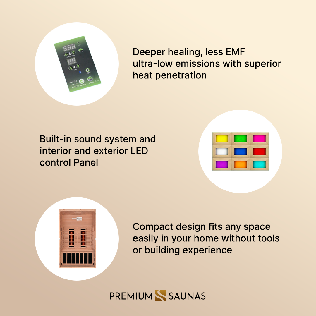 Dynamic "Santiago" 2-person Full Spectrum Near Zero EMF FAR Infrared Sauna DYN-6209-03 FS - interior detail
