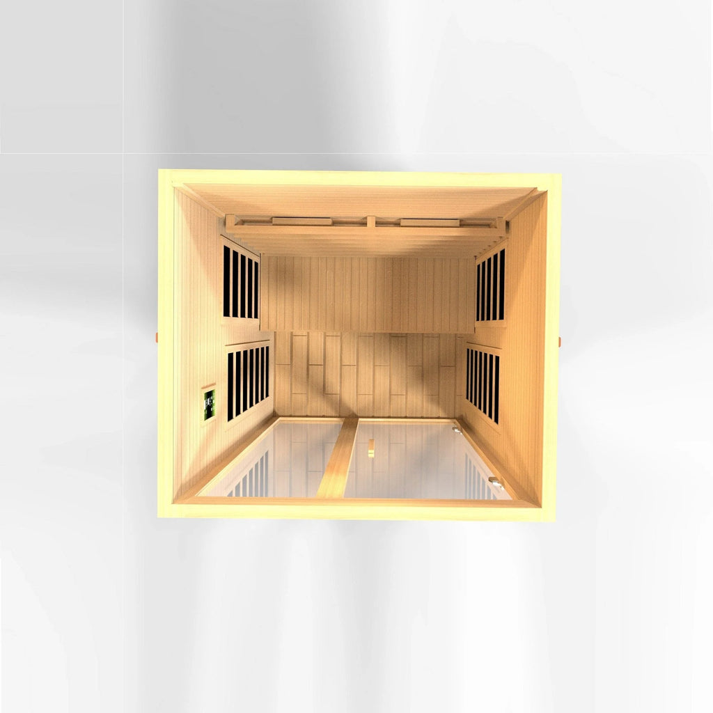 Dynamic "Santiago" 2-person Full Spectrum Near Zero EMF FAR Infrared Sauna DYN-6209-03 FS - wood grain detail