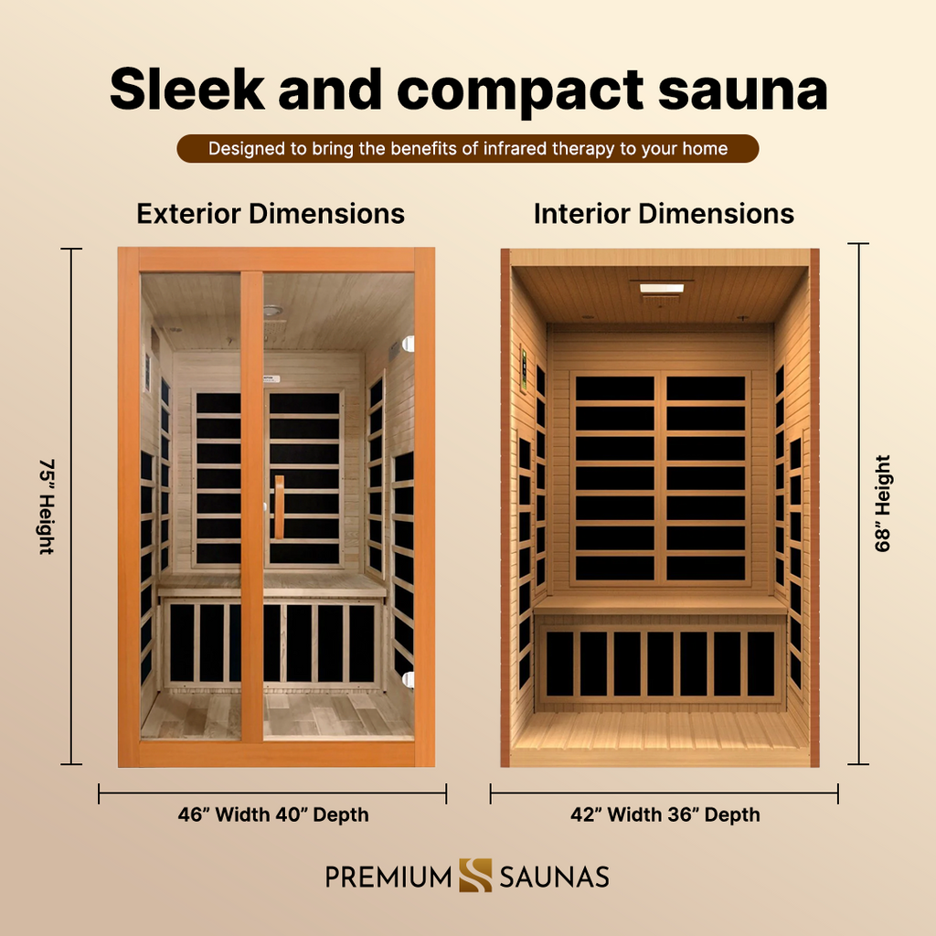 Dynamic Santiago Elite 2-person Ultra Low EMF FAR Infrared Sauna - DYN-6209-02 Elite - side profile