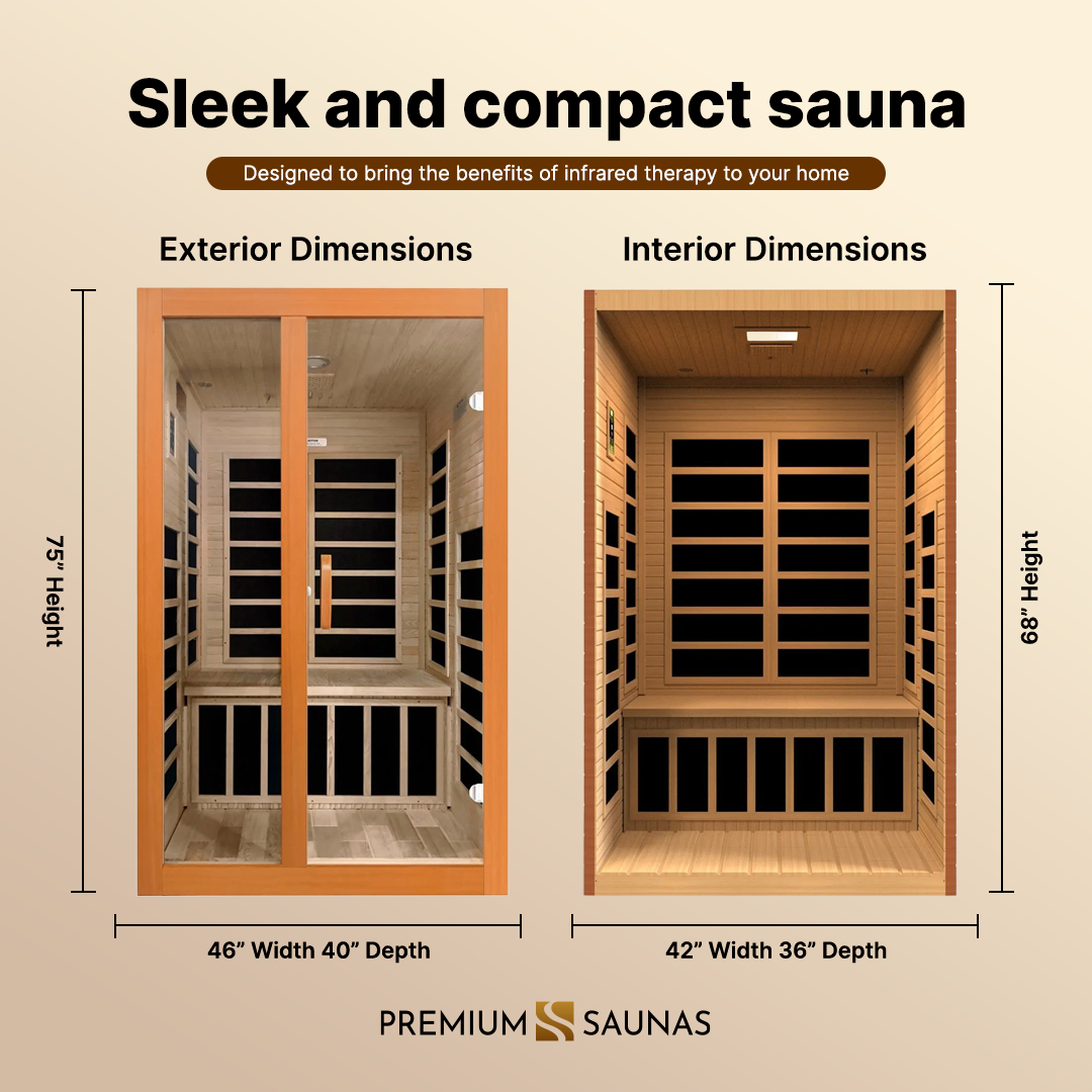 Dynamic Santiago Elite 2-person Ultra Low EMF FAR Infrared Sauna - DYN-6209-02 Elite - side profile