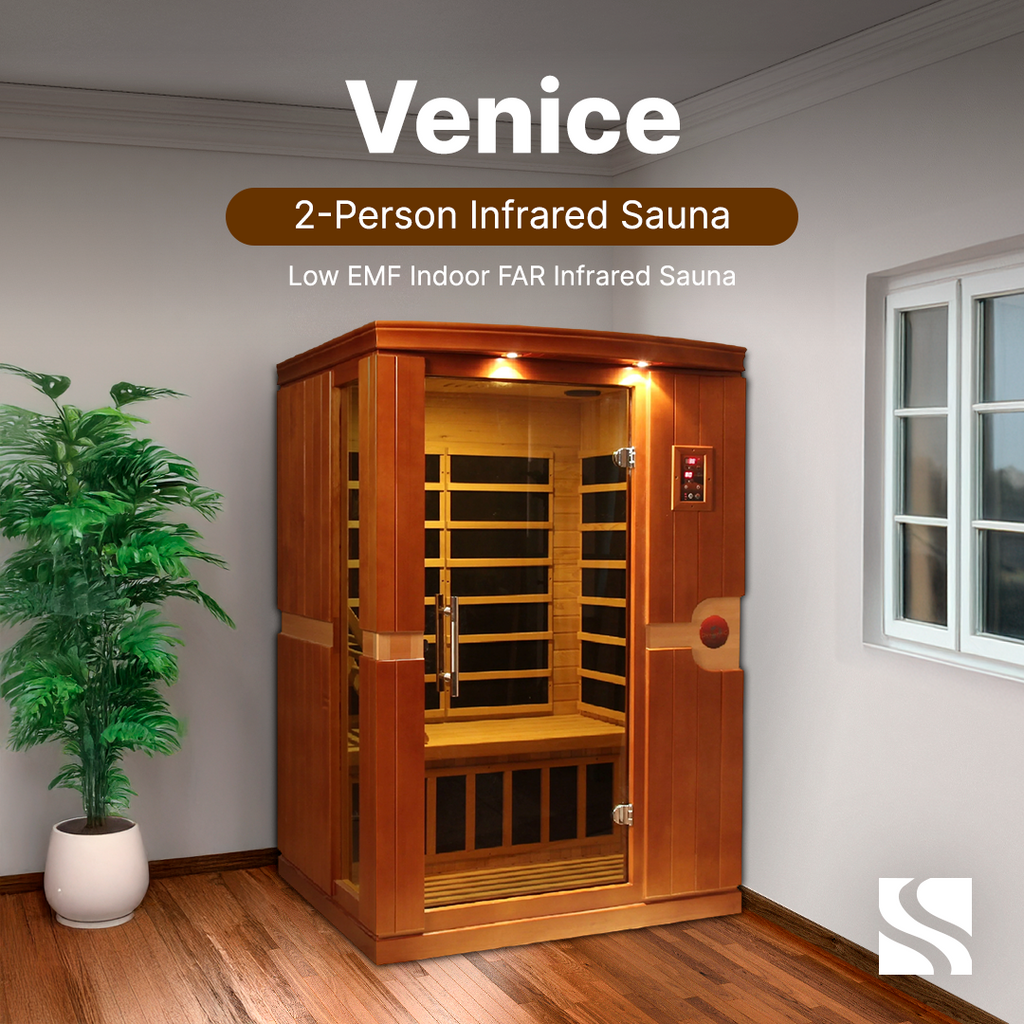 Dynamic "Venice" 2-person Low EMF FAR Infrared Sauna DYN-6210-01 - three-quarter angle