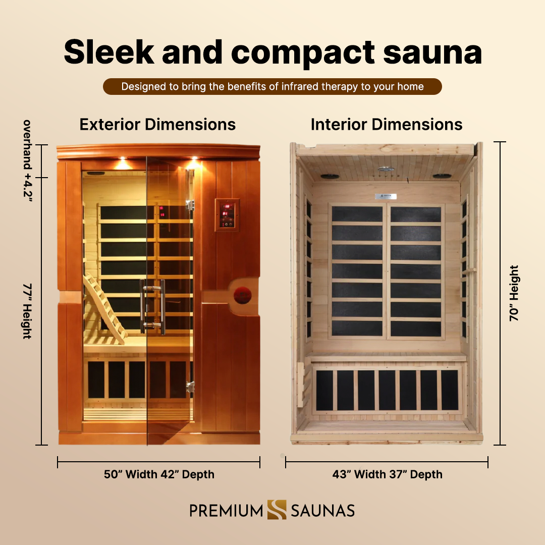 Dynamic "Venice" 2-person Low EMF FAR Infrared Sauna DYN-6210-01 - side profile