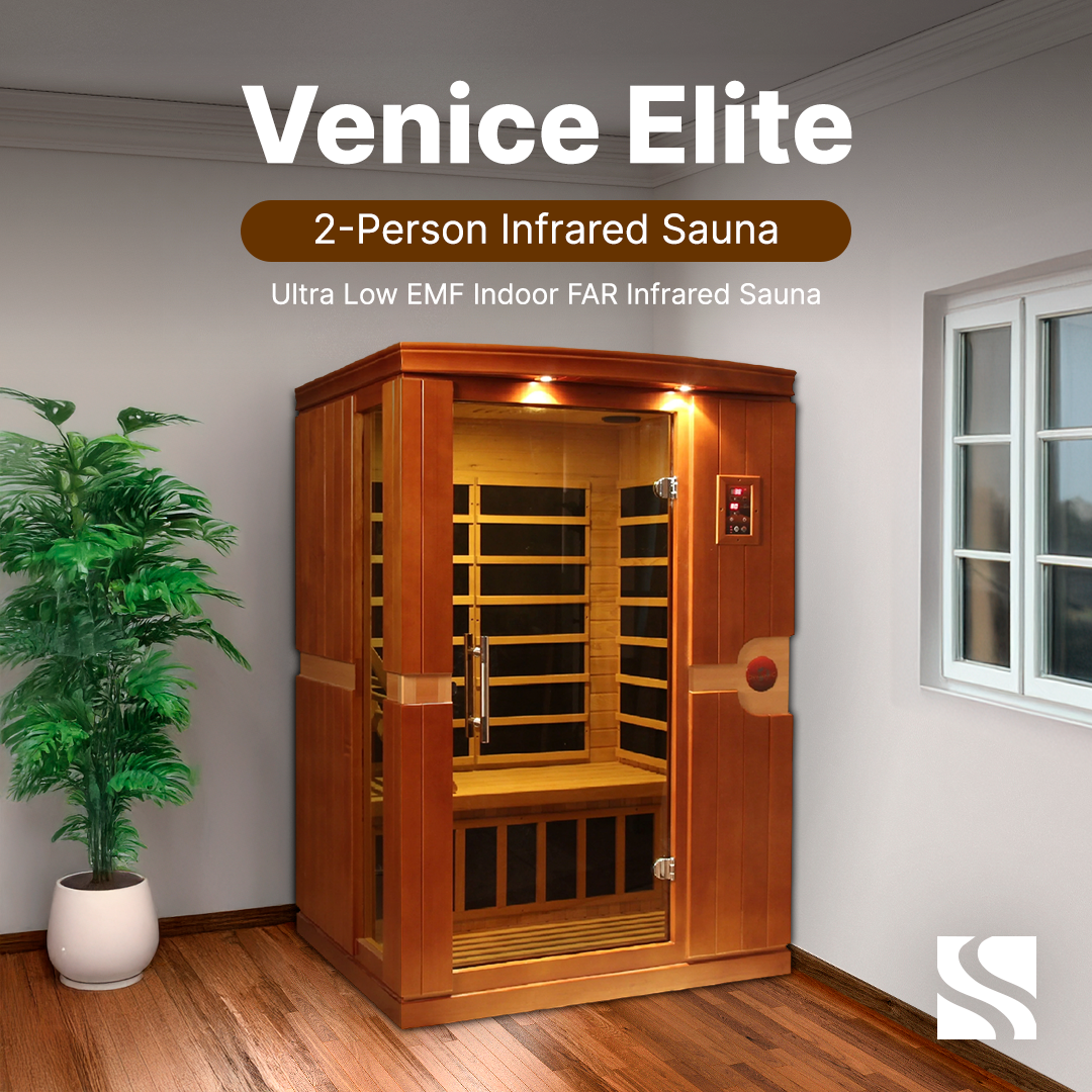 Dynamic Venice Elite 2-person Ultra Low EMF FAR Infrared Sauna - DYN-6210-01 Elite - three-quarter angle