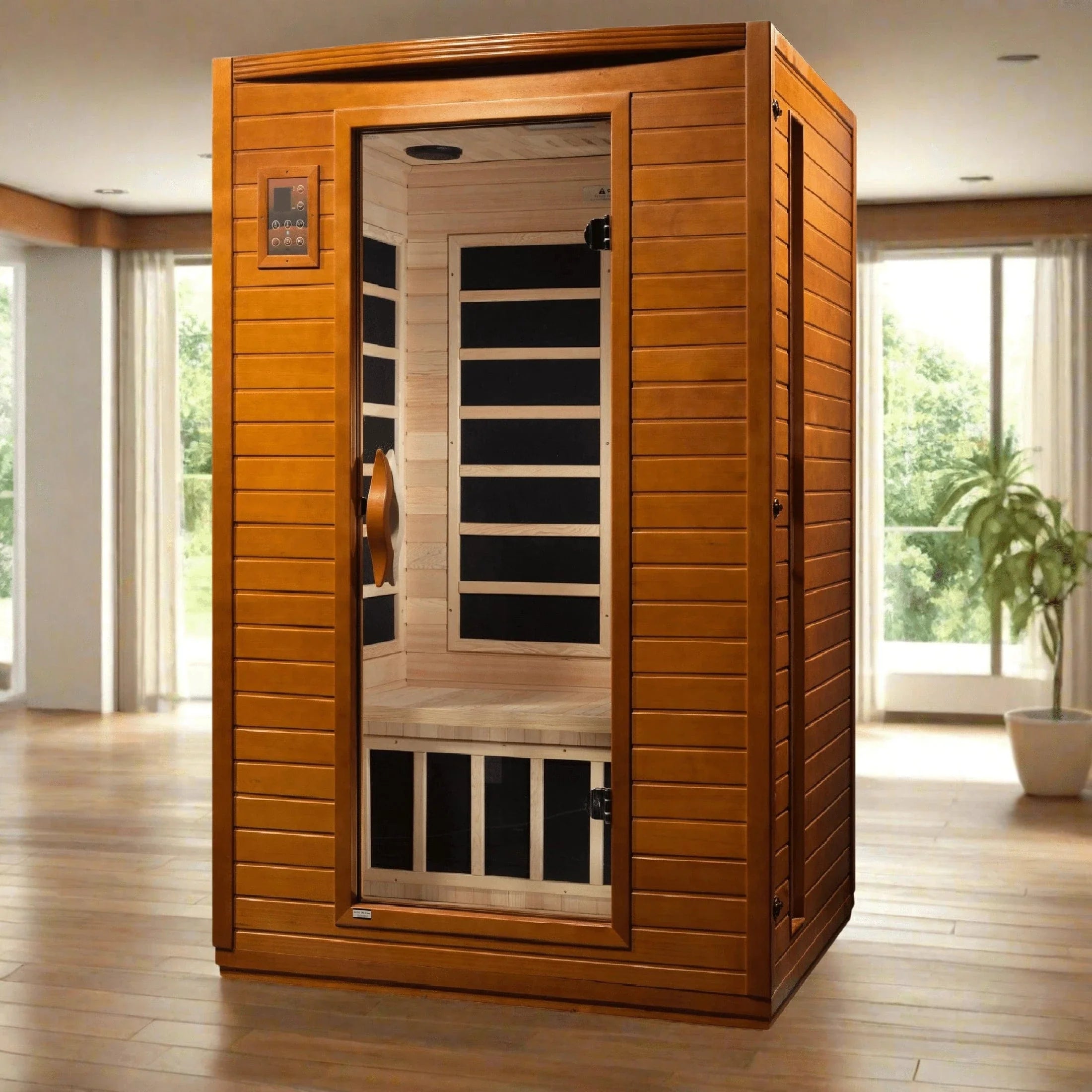 Dynamic "Versailles" 2-person Low EMF FAR Infrared Sauna DYN-6202-03 - three-quarter angle