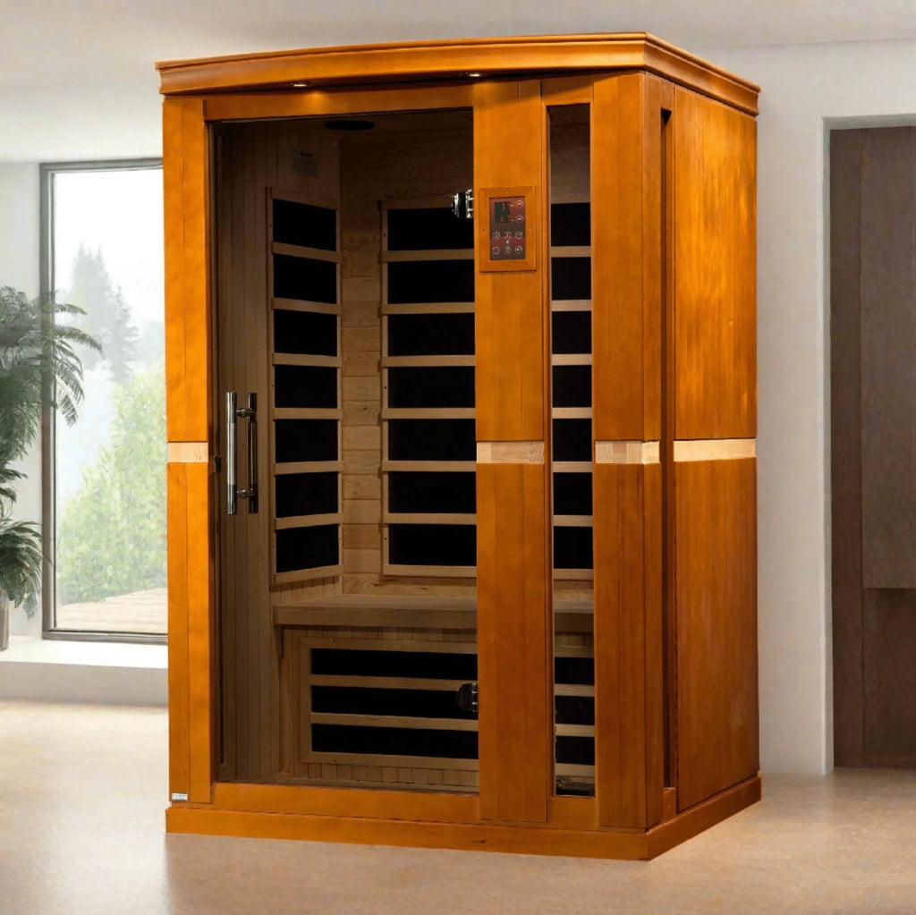 Dynamic "Vittoria" 2-person Low EMF FAR Infrared Sauna - DYN-6220-01 - three-quarter angle