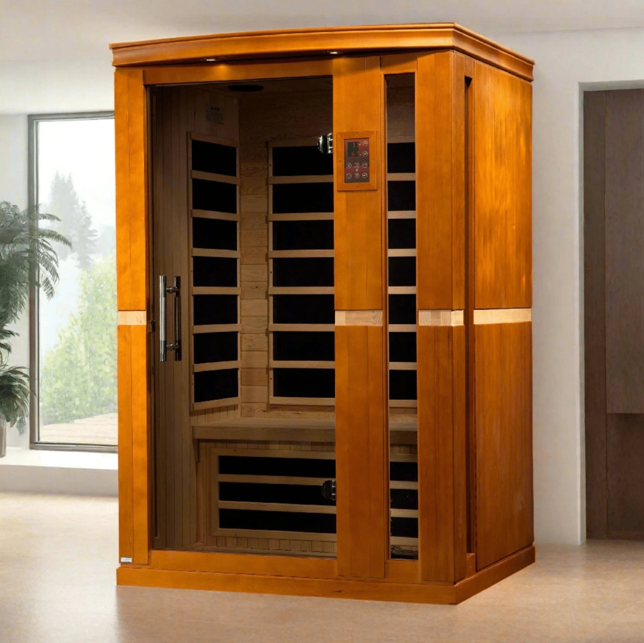 Dynamic "Vittoria" 2-person Low EMF FAR Infrared Sauna - DYN-6220-01 - three-quarter angle