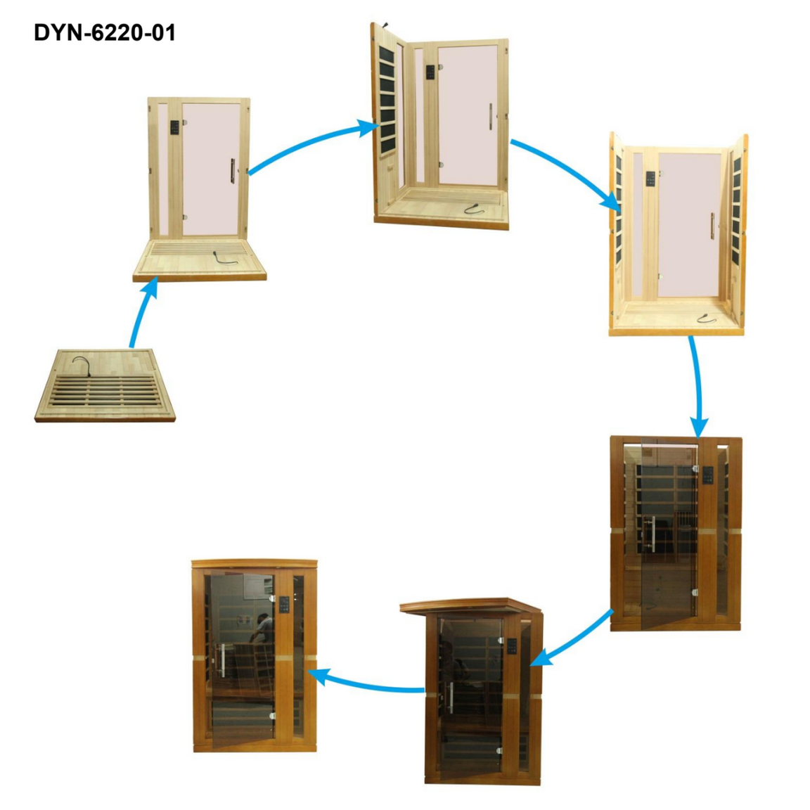 Dynamic "Vittoria" 2-person Low EMF FAR Infrared Sauna - DYN-6220-01 - wood grain detail