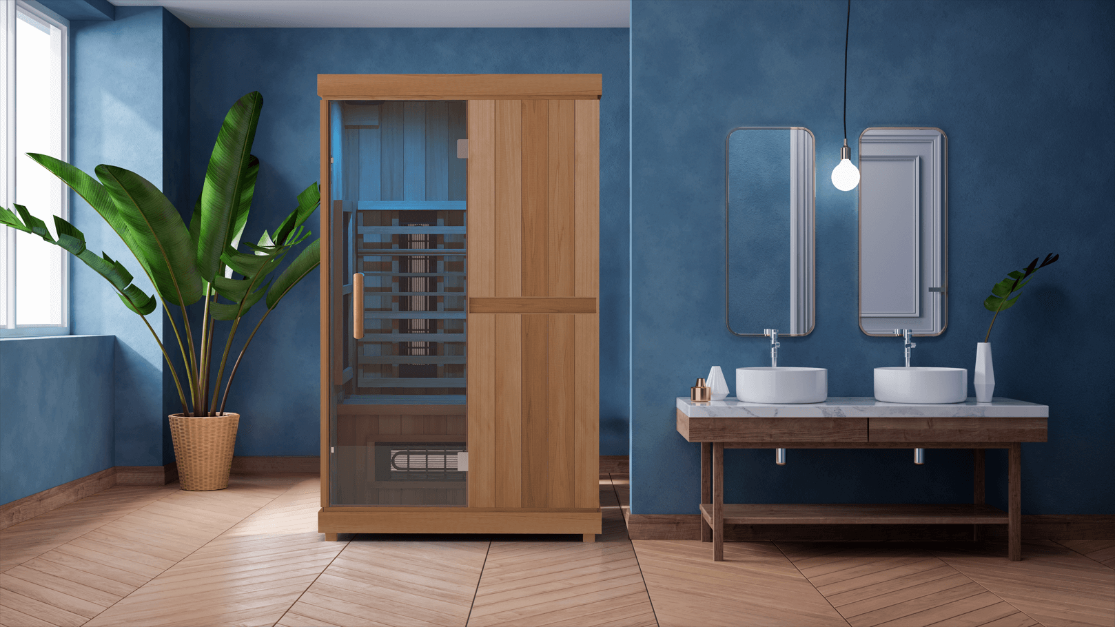 Finnmark FD-2 Full Spectrum 2-Person Infrared Sauna - lighting detail