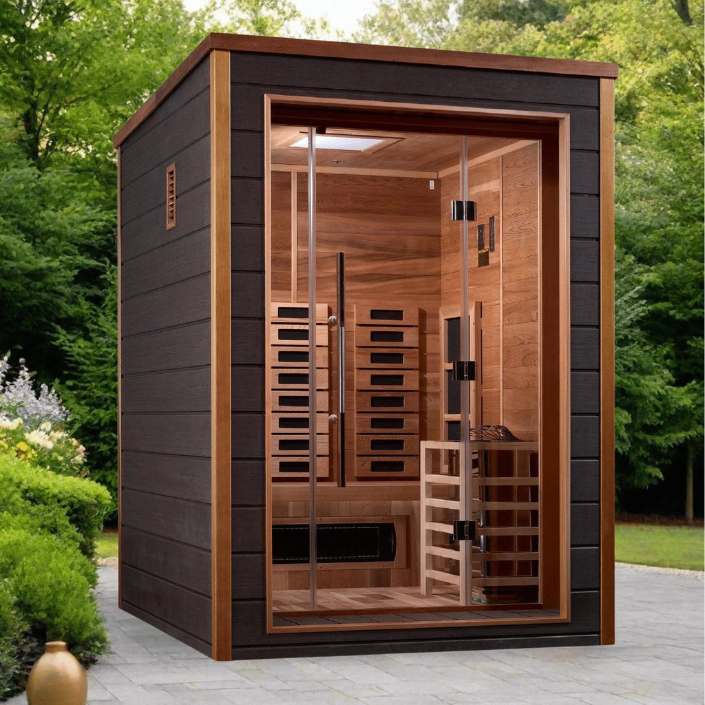 Golden Designs Nora 2 Person Hybrid Outdoor Sauna GDI-8222-01 - side profile