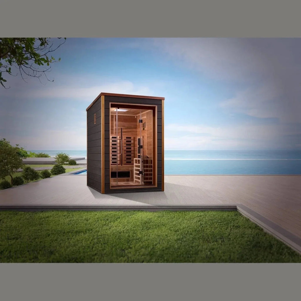 Golden Designs Nora 2 Person Hybrid Outdoor Sauna GDI-8222-01 - lifestyle scene