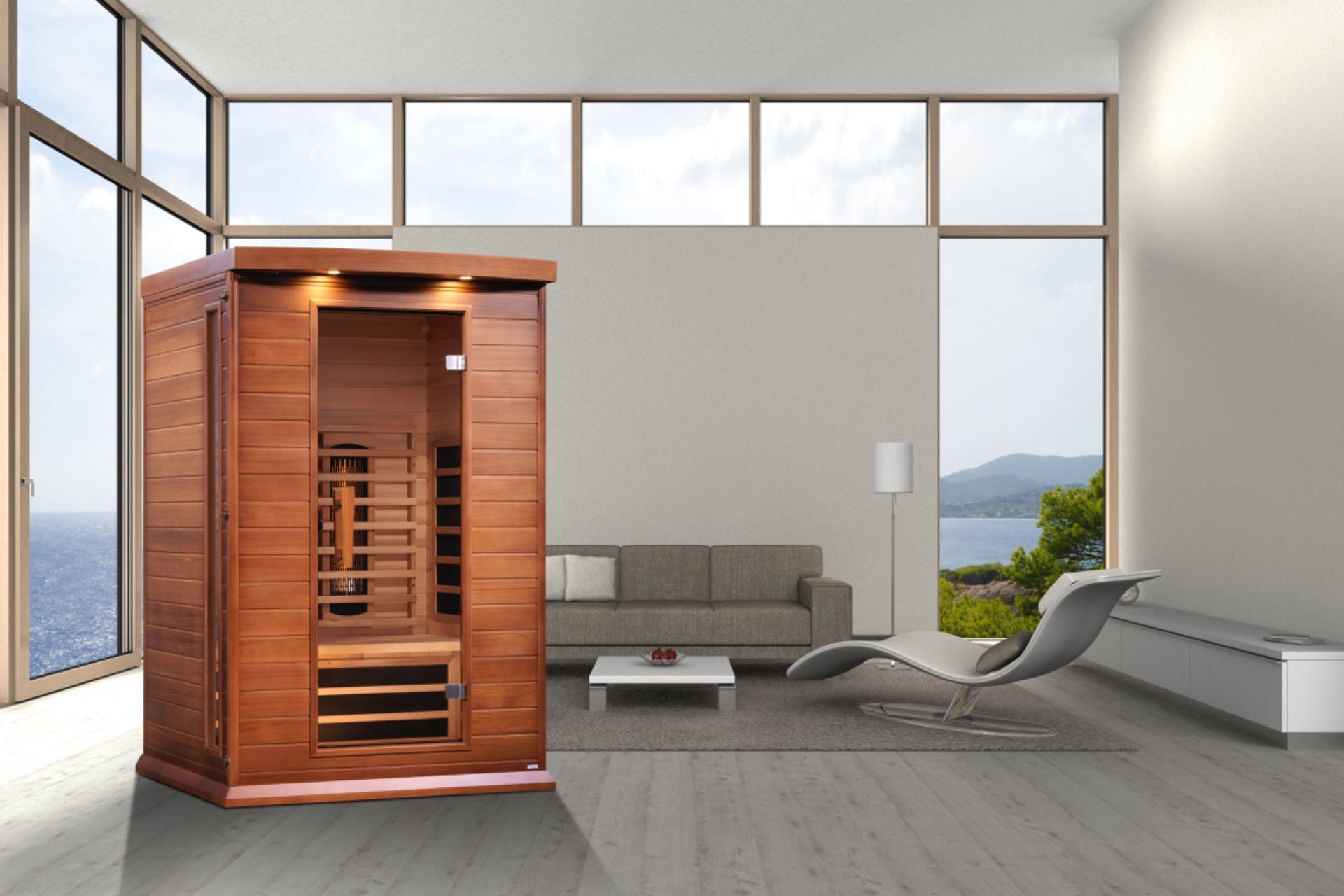 Maxxus 2 Person Full Spectrum Infrared Sauna - Canadian Red Cedar MX-M206-01-FS CED - control panel detail