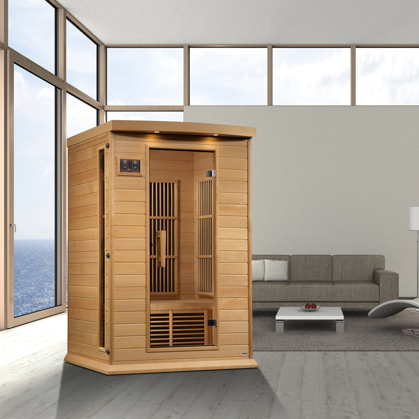 Maxxus 2-Person Low EMF FAR Infrared Sauna Canadian Hemlock MX-K206-01 - bench detail