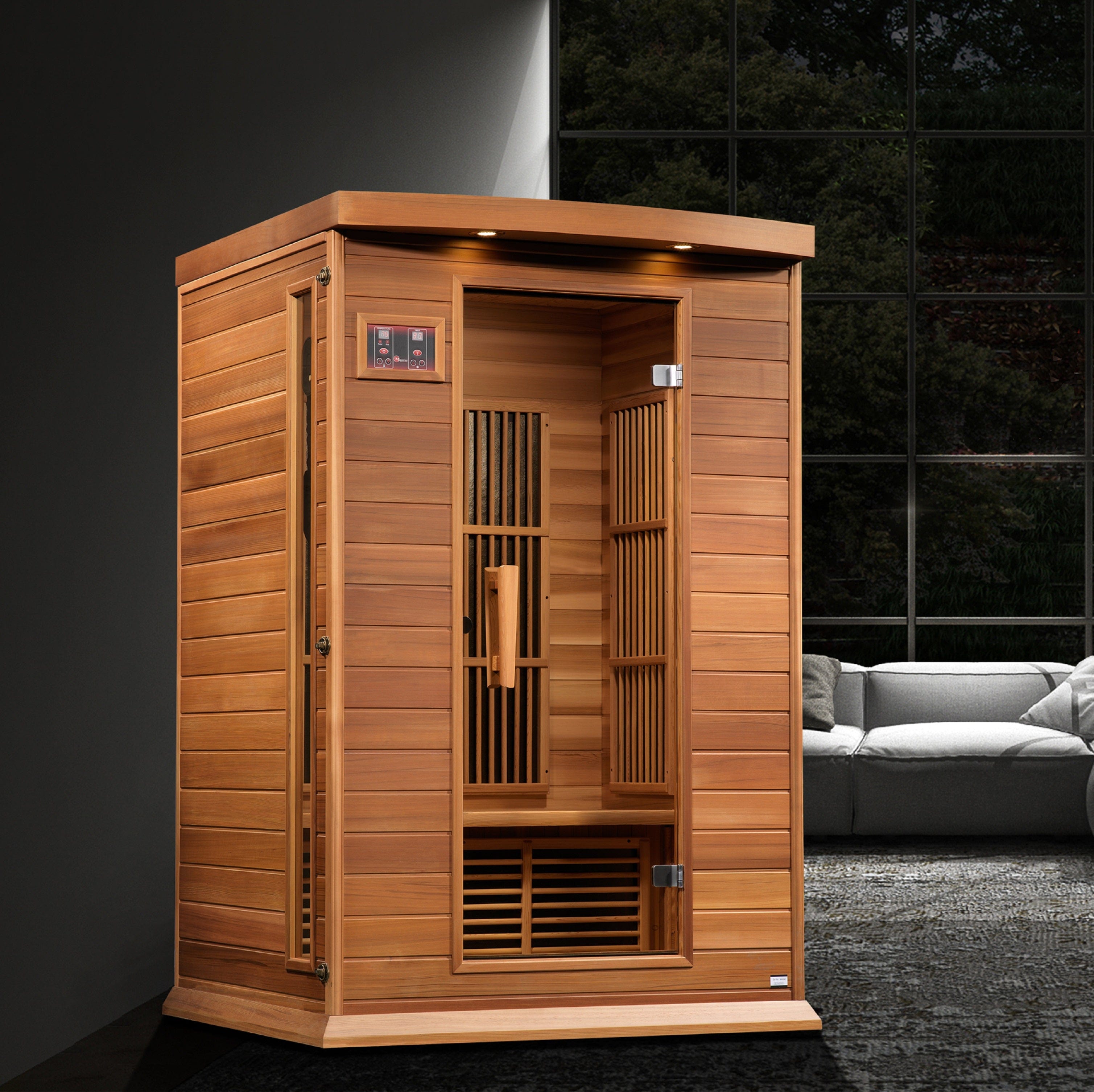 Maxxus 2-Person Near Zero EMF FAR Infrared Sauna Canadian Red Cedar MX-K206-01-ZF CED - control panel detail