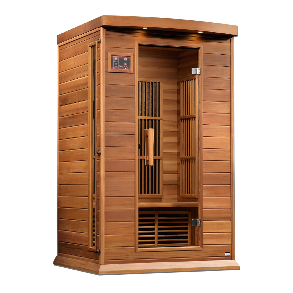 Maxxus 2-Person Near Zero EMF FAR Infrared Sauna Canadian Red Cedar MX-K206-01-ZF CED - exterior front view