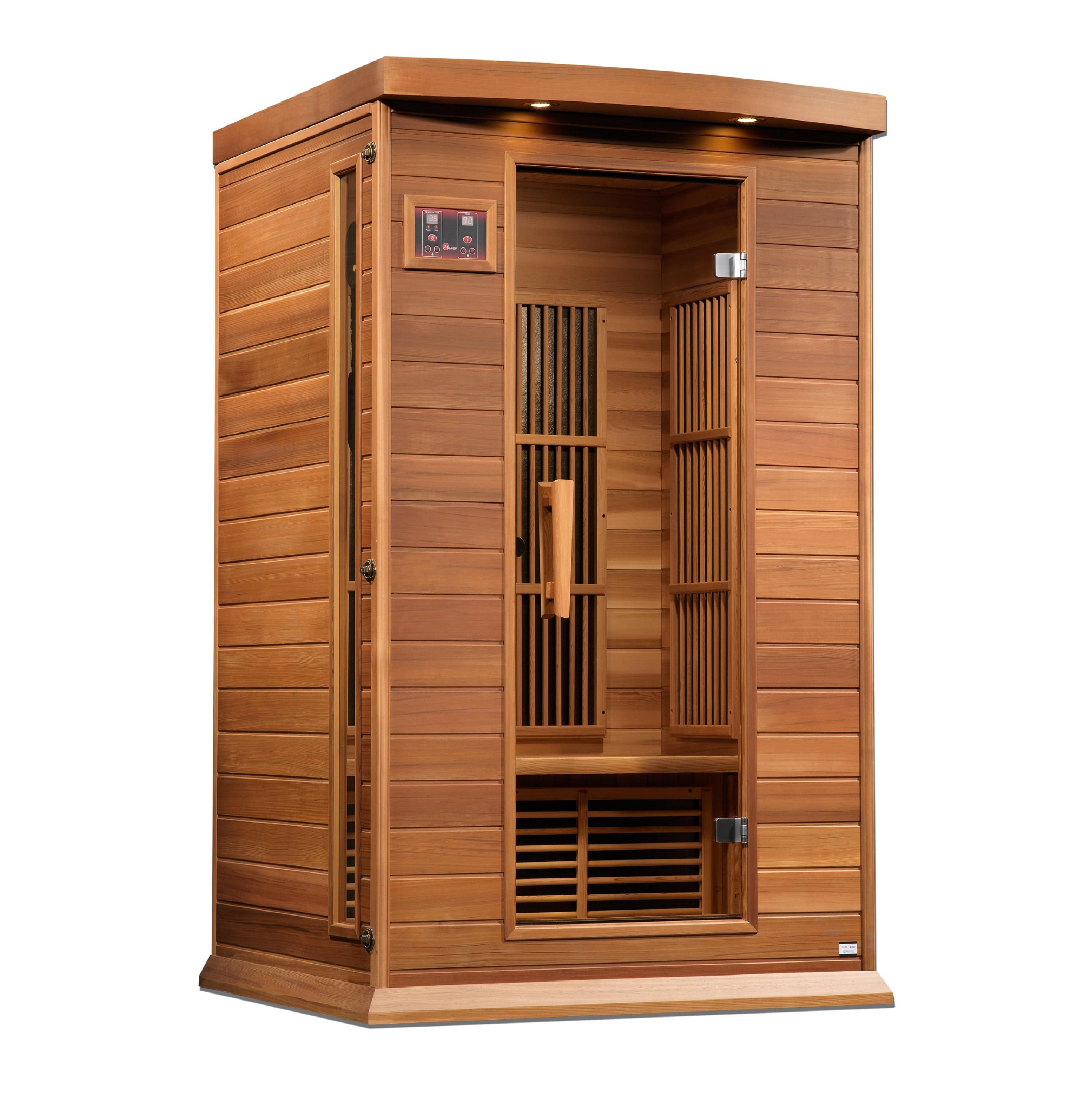 Maxxus 2-Person Near Zero EMF FAR Infrared Sauna Canadian Red Cedar MX-K206-01-ZF CED - exterior front view