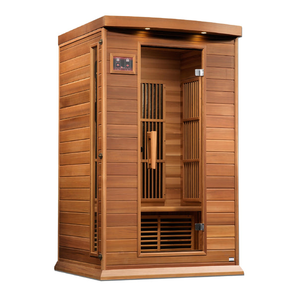 Maxxus 2-Person Near Zero EMF FAR Infrared Sauna Canadian Red Cedar MX-K206-01-ZF CED - exterior front view