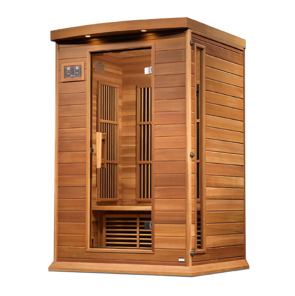 Maxxus 2-Person Near Zero EMF FAR Infrared Sauna Canadian Red Cedar MX-K206-01-ZF CED - interior detail