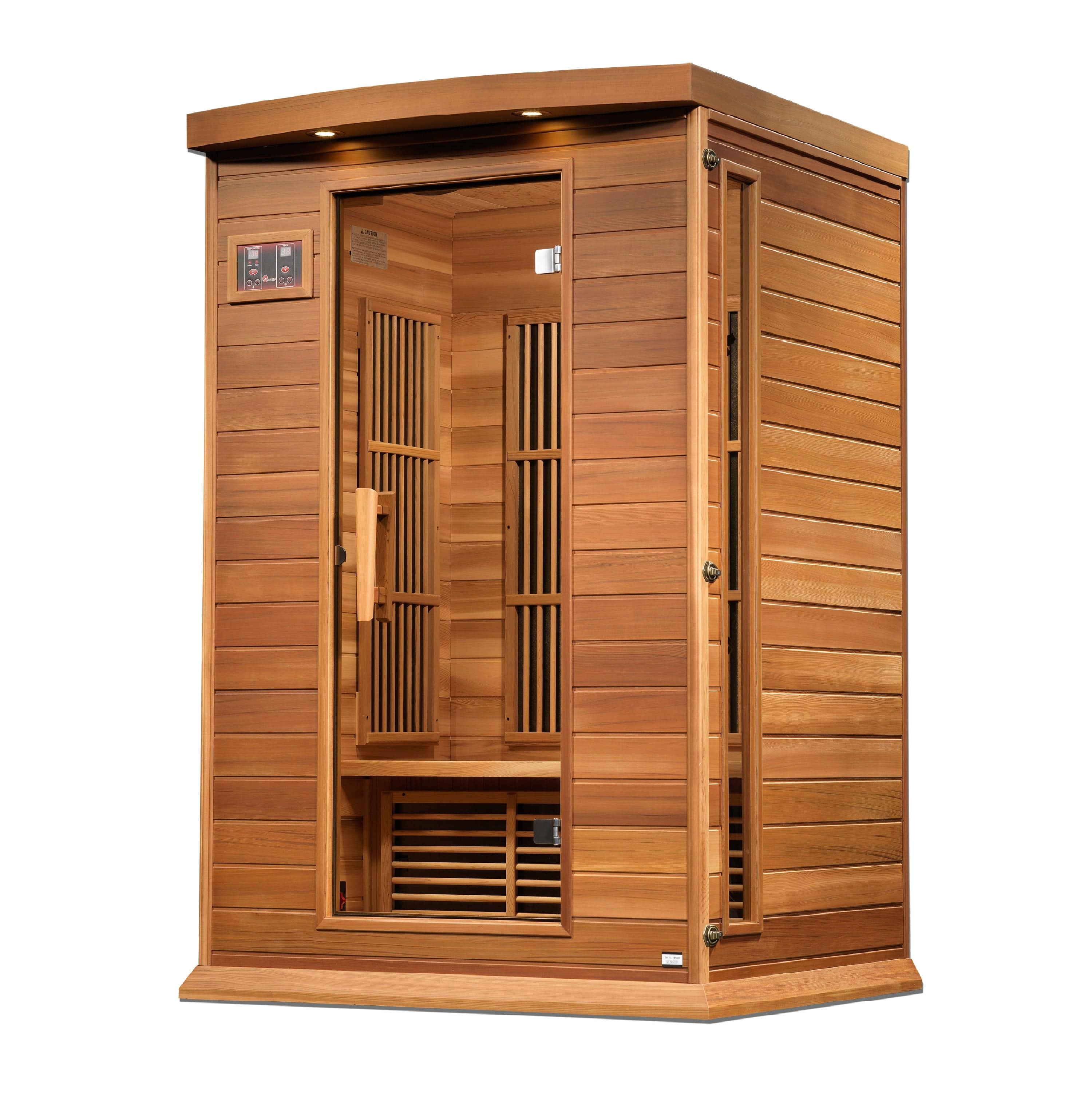 Maxxus 2-Person Near Zero EMF FAR Infrared Sauna Canadian Red Cedar MX-K206-01-ZF CED - interior detail