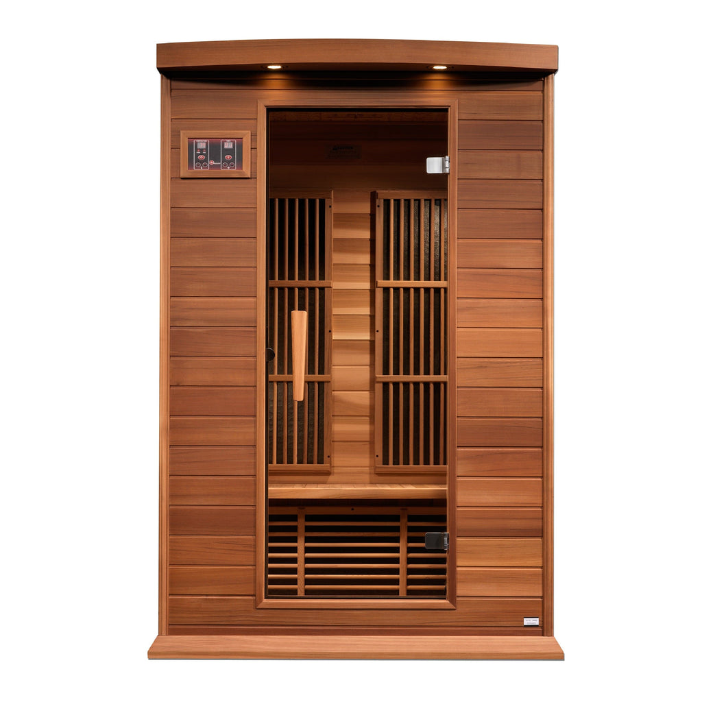 Maxxus 2-Person Near Zero EMF FAR Infrared Sauna Canadian Red Cedar MX-K206-01-ZF CED - three-quarter angle